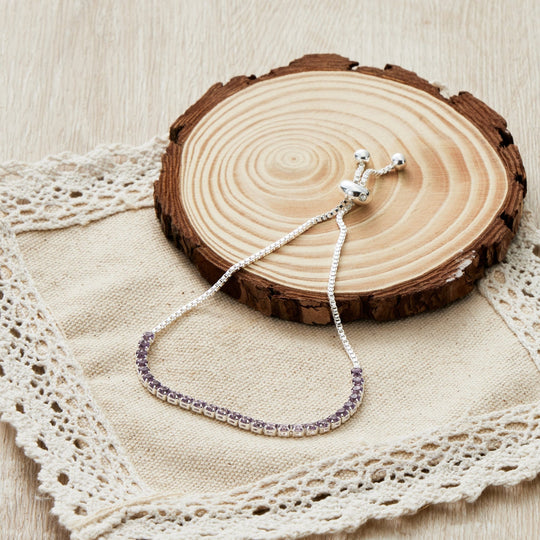 Purple Tennis Friendship Bracelet Created with Zircondia® Crystals - Philip Jones Jewellery