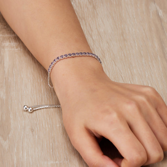 Purple Tennis Friendship Bracelet Created with Zircondia® Crystals - Philip Jones Jewellery