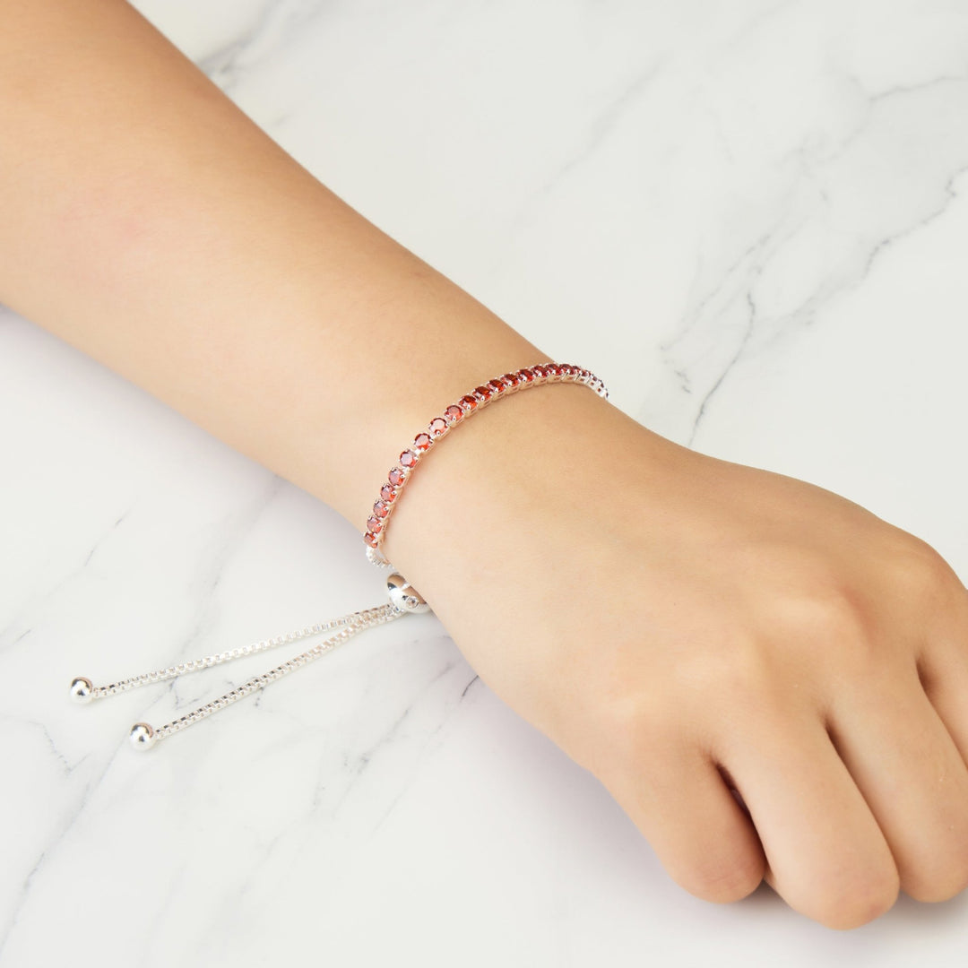 Red Tennis Friendship Bracelet Created with Zircondia® Crystals - Philip Jones Jewellery