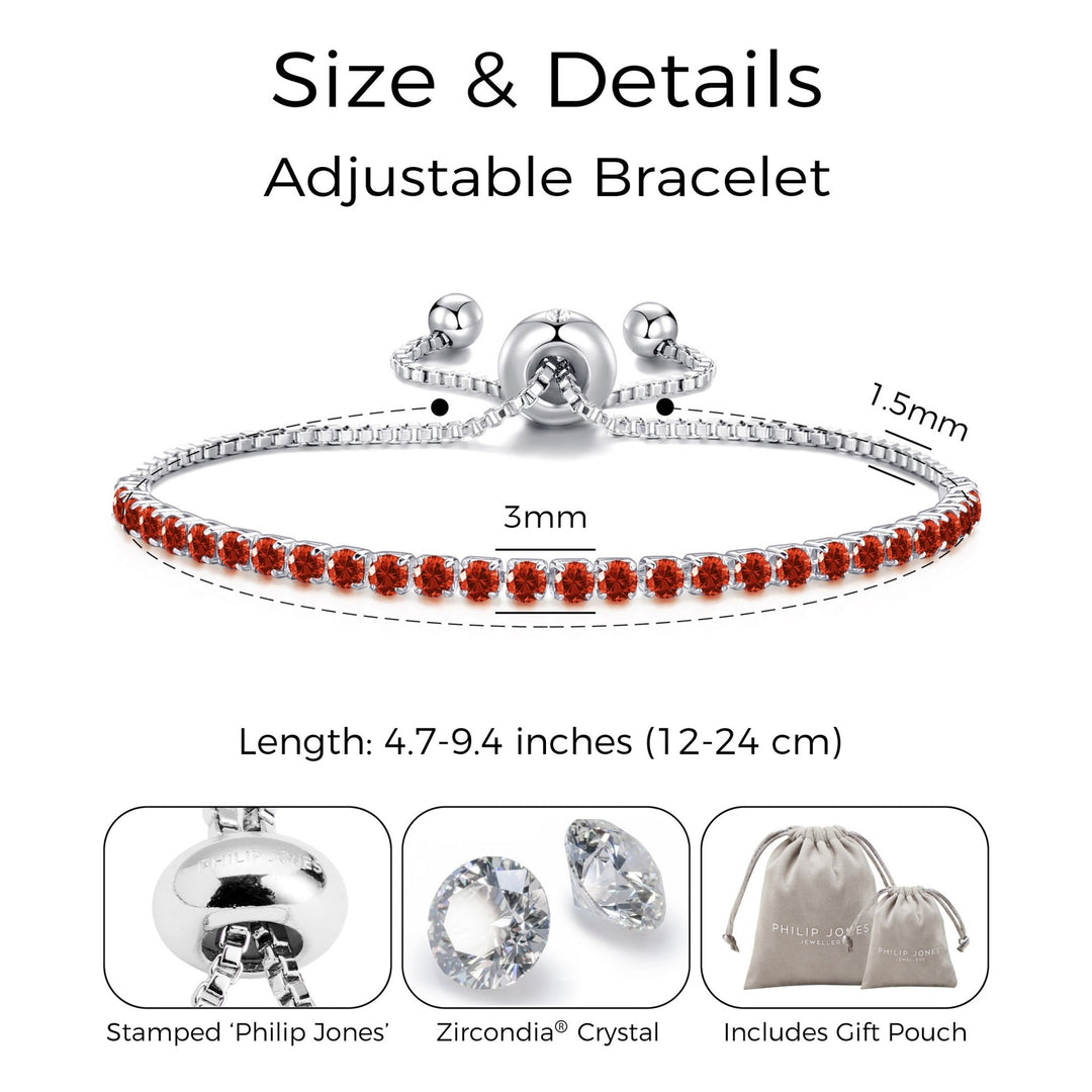 Red Tennis Friendship Bracelet Created with Zircondia® Crystals - Philip Jones Jewellery