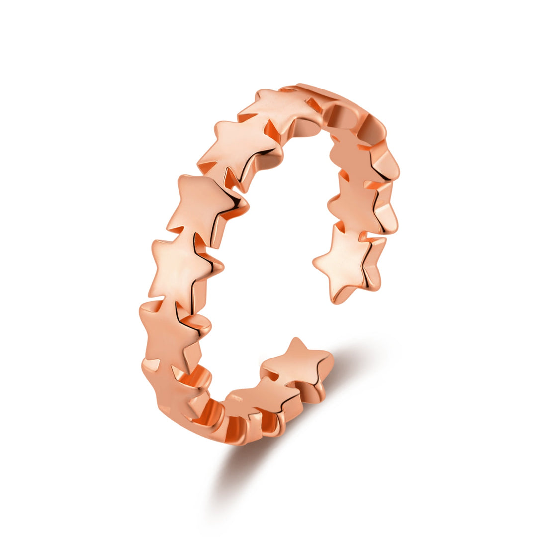 Rose Gold Plated Adjustable Star Band Ring - Philip Jones Jewellery