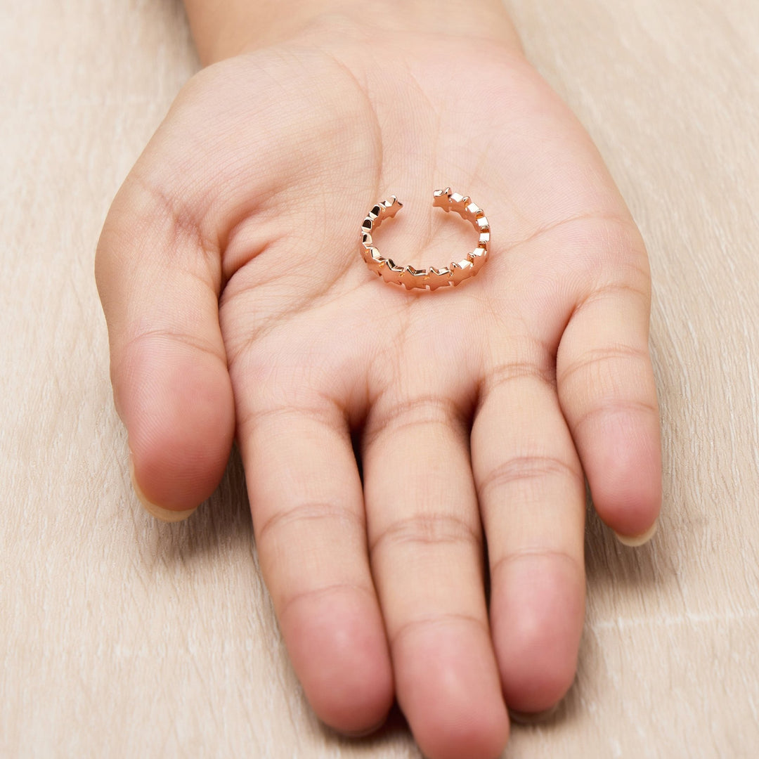 Rose Gold Plated Adjustable Star Band Ring - Philip Jones Jewellery
