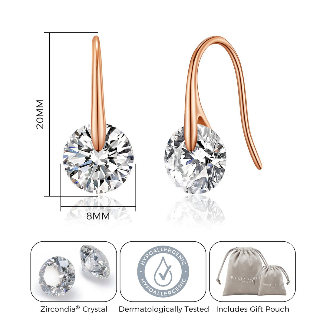 Rose Gold Plated Atlas Earrings Created with Zircondia® Crystals - Philip Jones Jewellery