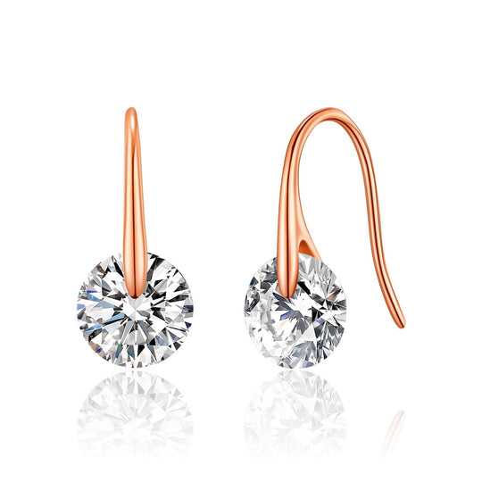 Rose Gold Plated Atlas Earrings Created with Zircondia® Crystals - Philip Jones Jewellery
