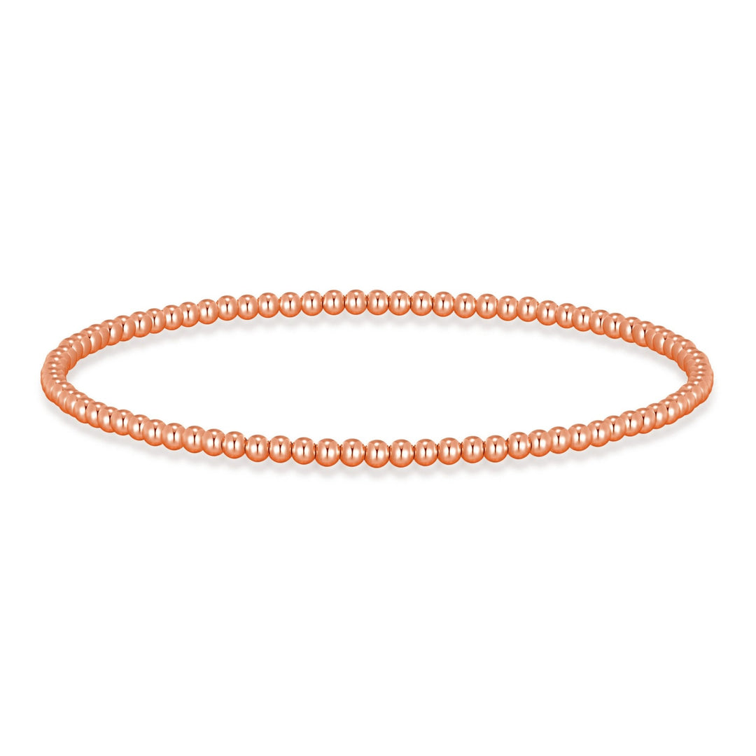 Rose Gold Plated Beaded Stretch Bracelet - Philip Jones Jewellery