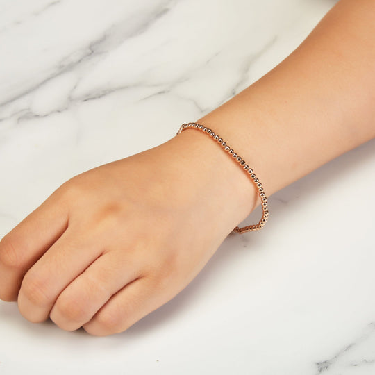 Rose Gold Plated Beaded Stretch Bracelet - Philip Jones Jewellery