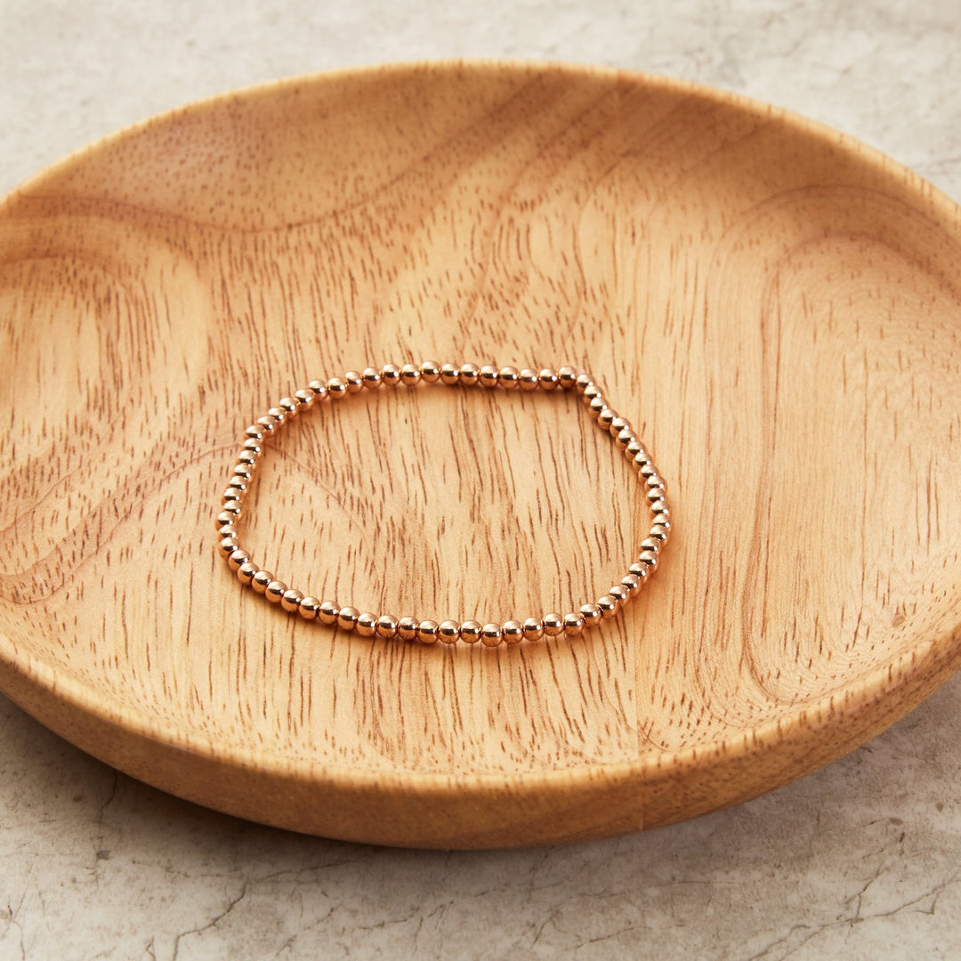 Rose Gold Plated Beaded Stretch Bracelet - Philip Jones Jewellery