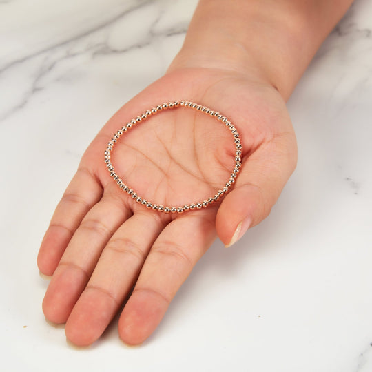 Rose Gold Plated Beaded Stretch Bracelet - Philip Jones Jewellery