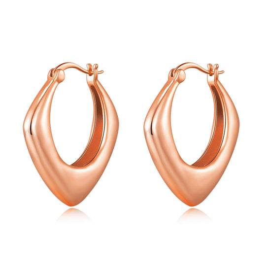 Rose Gold Plated Chunky Hoop Earrings - Philip Jones Jewellery