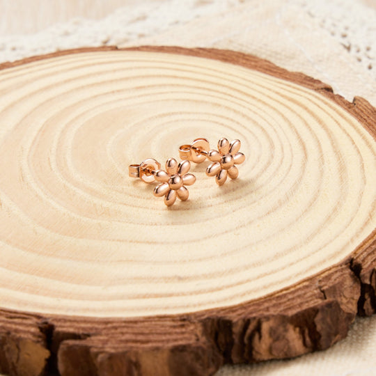Rose Gold Plated Daisy Earrings - Philip Jones Jewellery