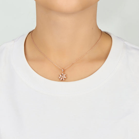 Rose Gold Plated Daisy Necklace - Philip Jones Jewellery