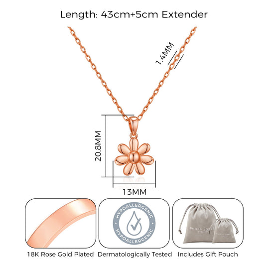 Rose Gold Plated Daisy Necklace - Philip Jones Jewellery