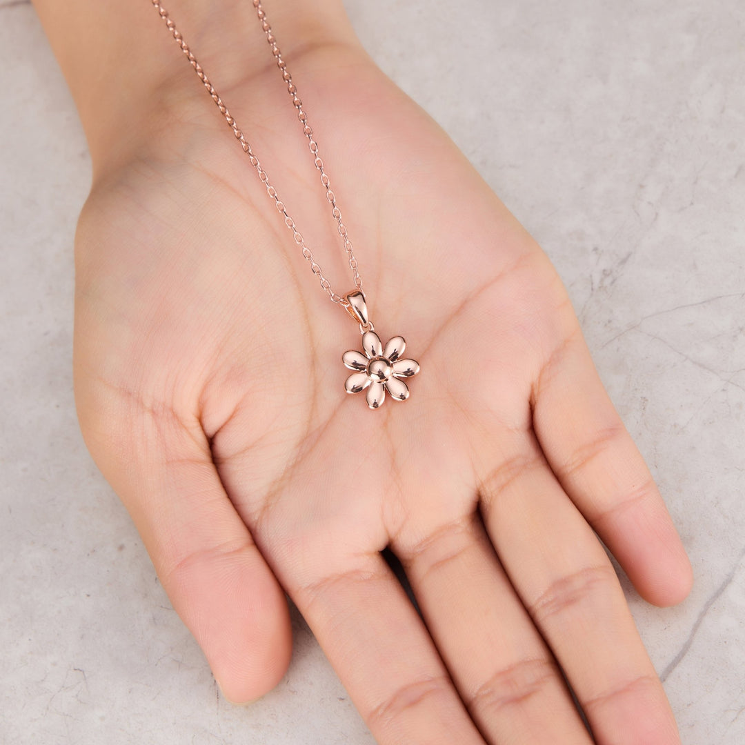 Rose Gold Plated Daisy Necklace - Philip Jones Jewellery