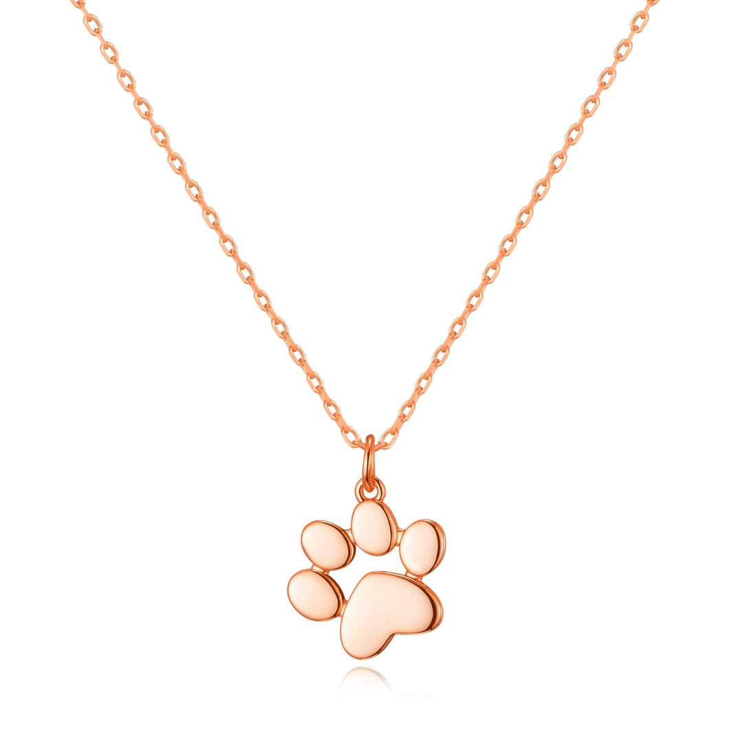 Rose Gold Plated Dog Paw Necklace - Philip Jones Jewellery