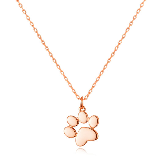 Rose Gold Plated Dog Paw Necklace - Philip Jones Jewellery