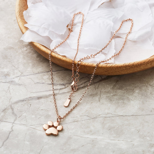 Rose Gold Plated Dog Paw Necklace - Philip Jones Jewellery