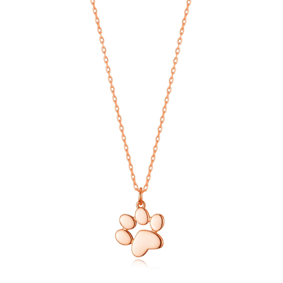 Rose Gold Plated Dog Paw Necklace - Philip Jones Jewellery