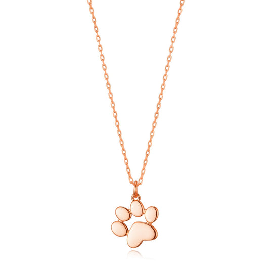 Rose Gold Plated Dog Paw Necklace - Philip Jones Jewellery