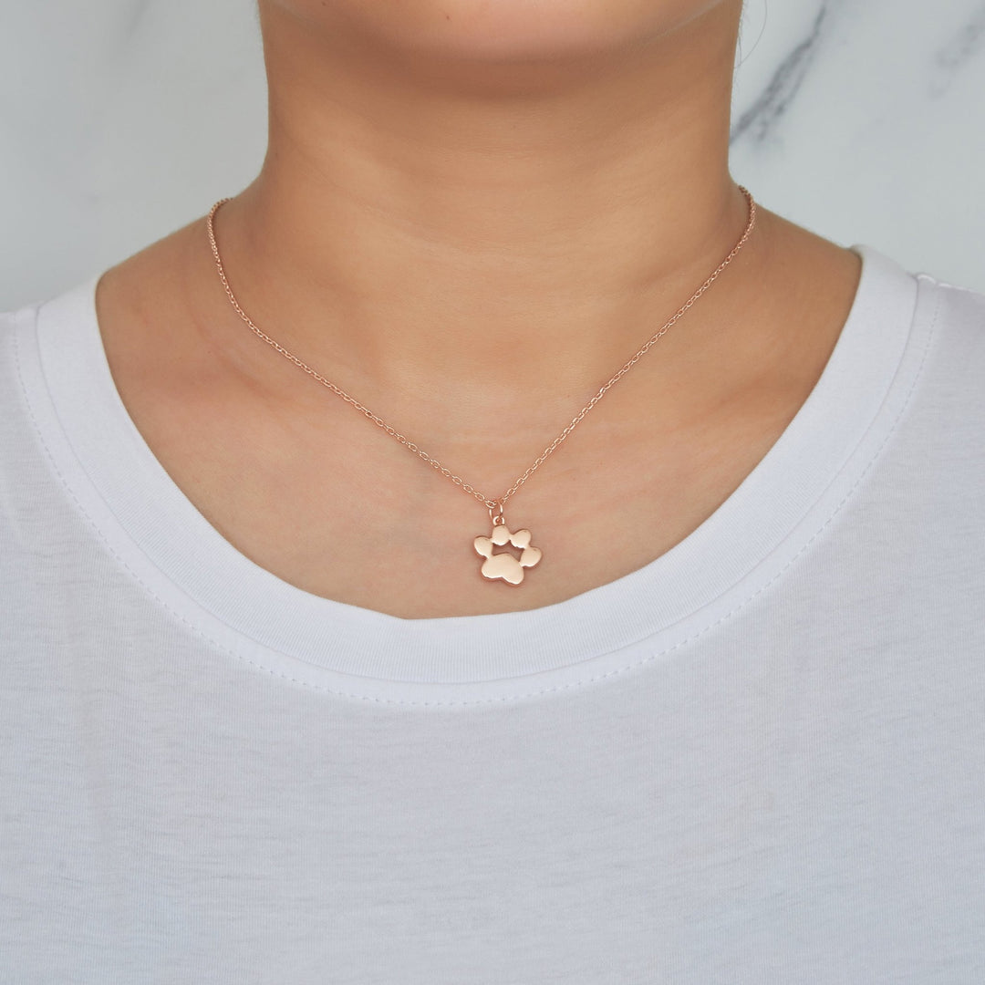 Rose Gold Plated Dog Paw Necklace - Philip Jones Jewellery