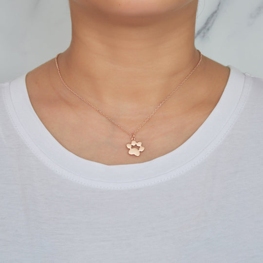 Rose Gold Plated Dog Paw Necklace - Philip Jones Jewellery