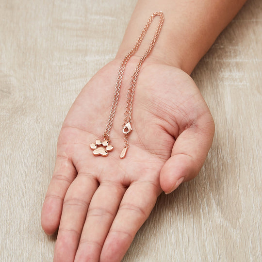 Rose Gold Plated Dog Paw Necklace - Philip Jones Jewellery