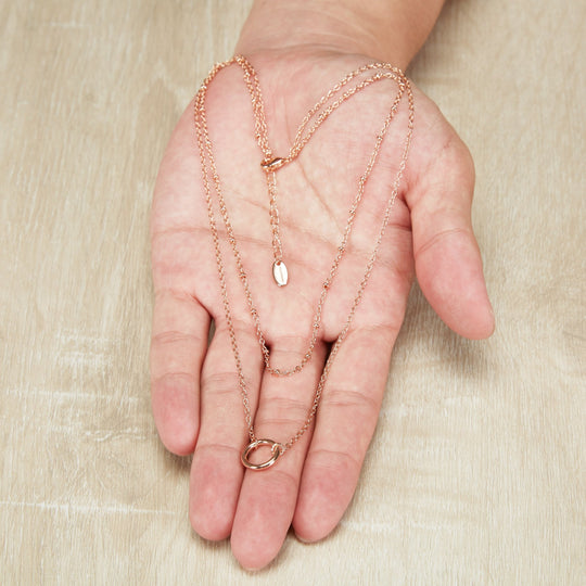 Rose Gold Plated Double Layered Circle Necklace - Philip Jones Jewellery