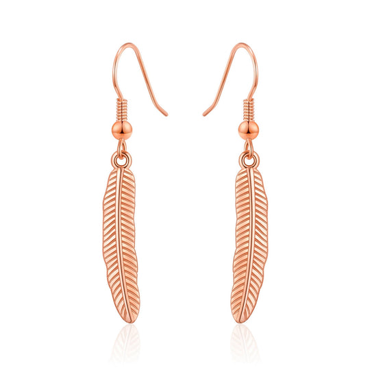 Rose Gold Plated Feather Earrings - Philip Jones Jewellery