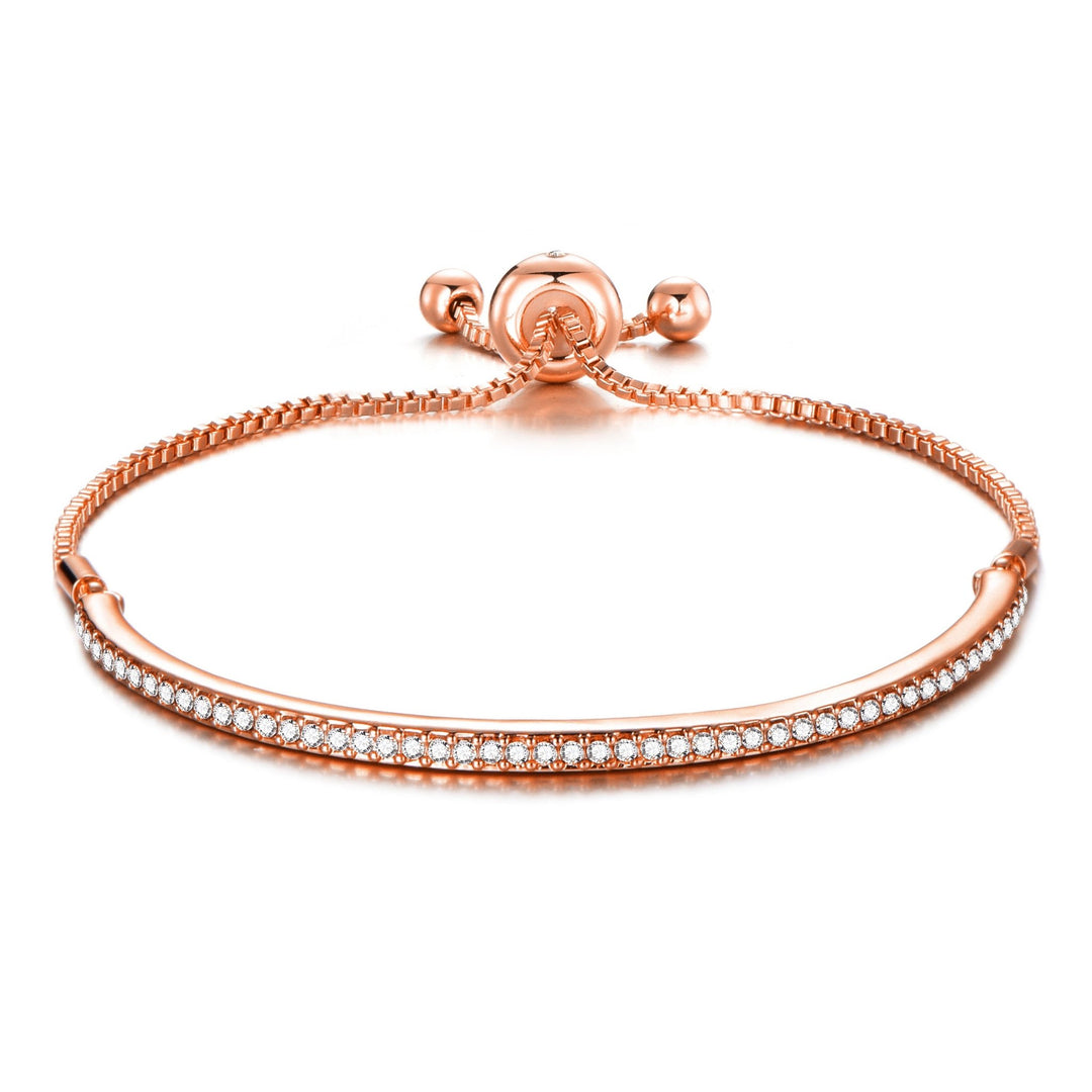Rose Gold Plated Friendship Bracelet Created with Zircondia® Crystals - Philip Jones Jewellery