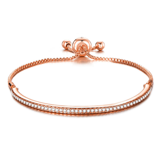 Rose Gold Plated Friendship Bracelet Created with Zircondia® Crystals - Philip Jones Jewellery