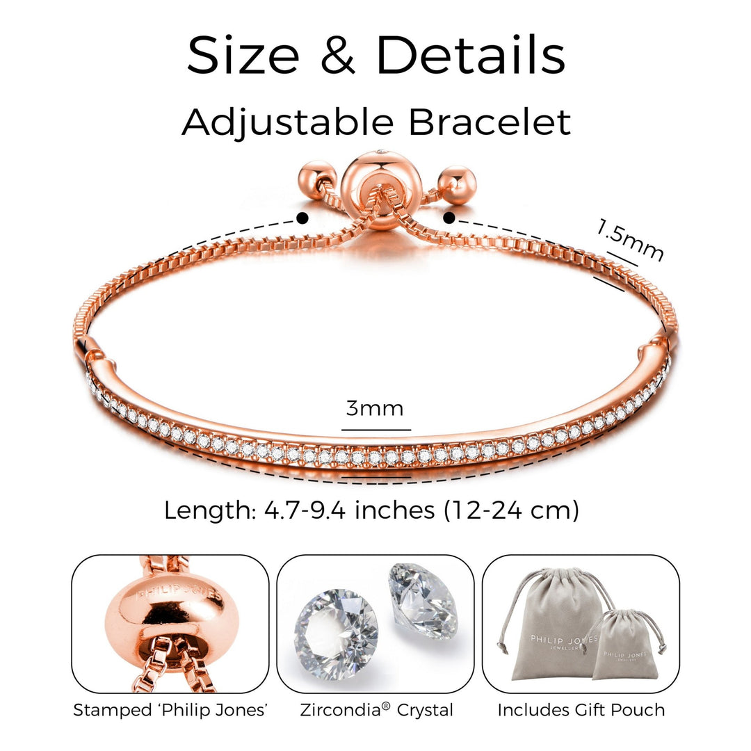 Rose Gold Plated Friendship Bracelet Created with Zircondia® Crystals - Philip Jones Jewellery