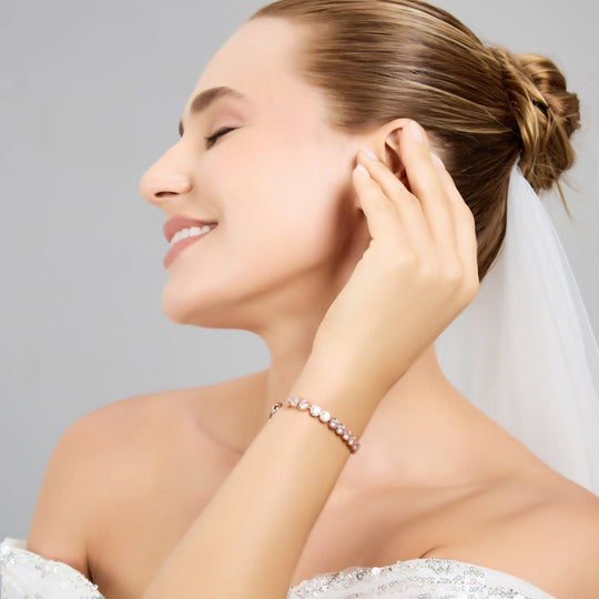 Rose Gold Plated Friendship Bridal Bracelet with Zircondia® Crystals - Philip Jones Jewellery