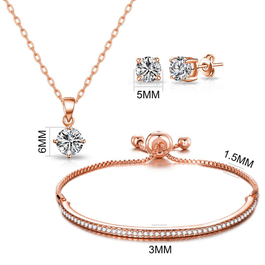 Rose Gold Plated Friendship Set Created with Zircondia® Crystals - Philip Jones Jewellery