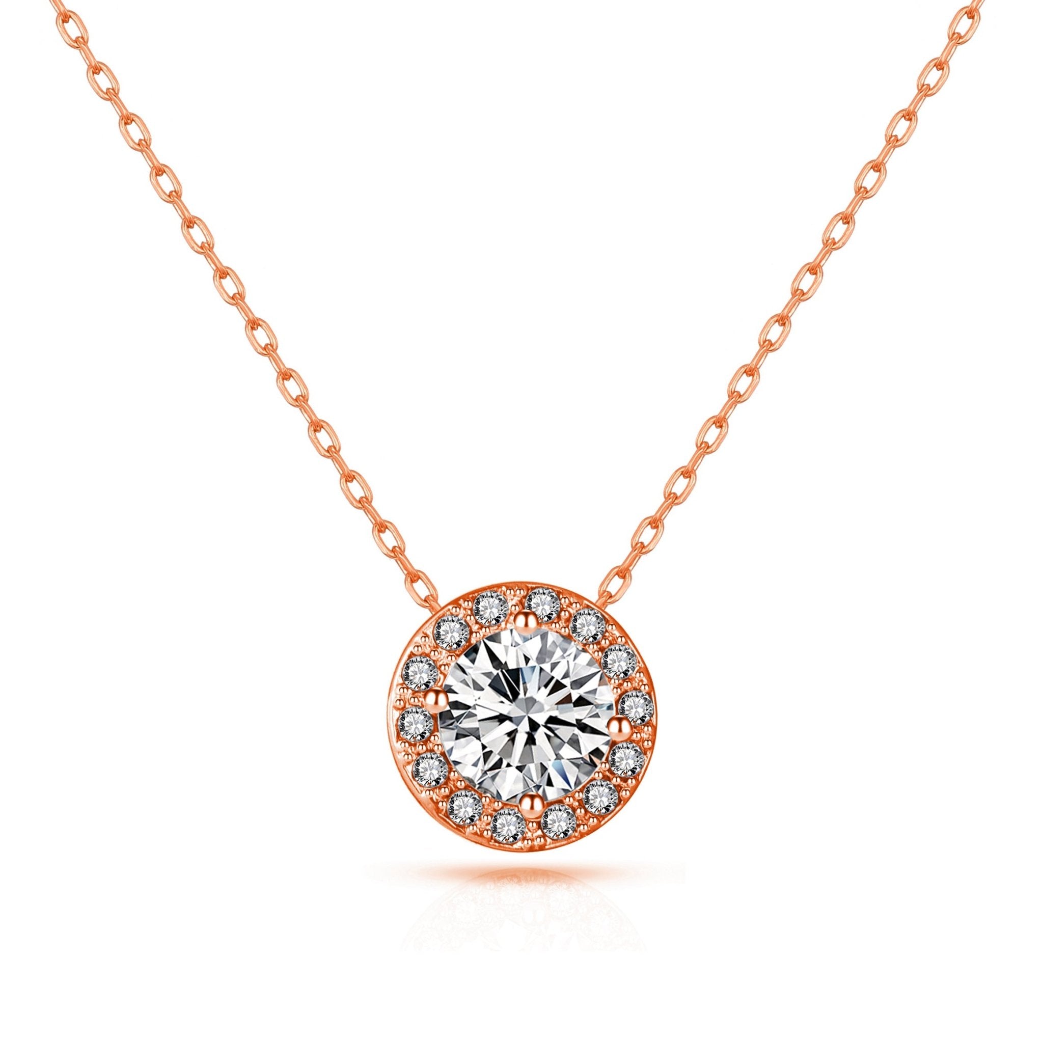 Philip Jones Collana Halo Con Cristalli Swarovski | Ciondolo Zircondia | Placcato Argento | Regalo Ideale
