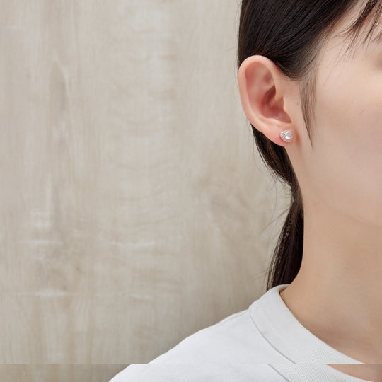 Rose Gold Plated Heart Halo Earrings Created with Zircondia® Crystals - Philip Jones Jewellery
