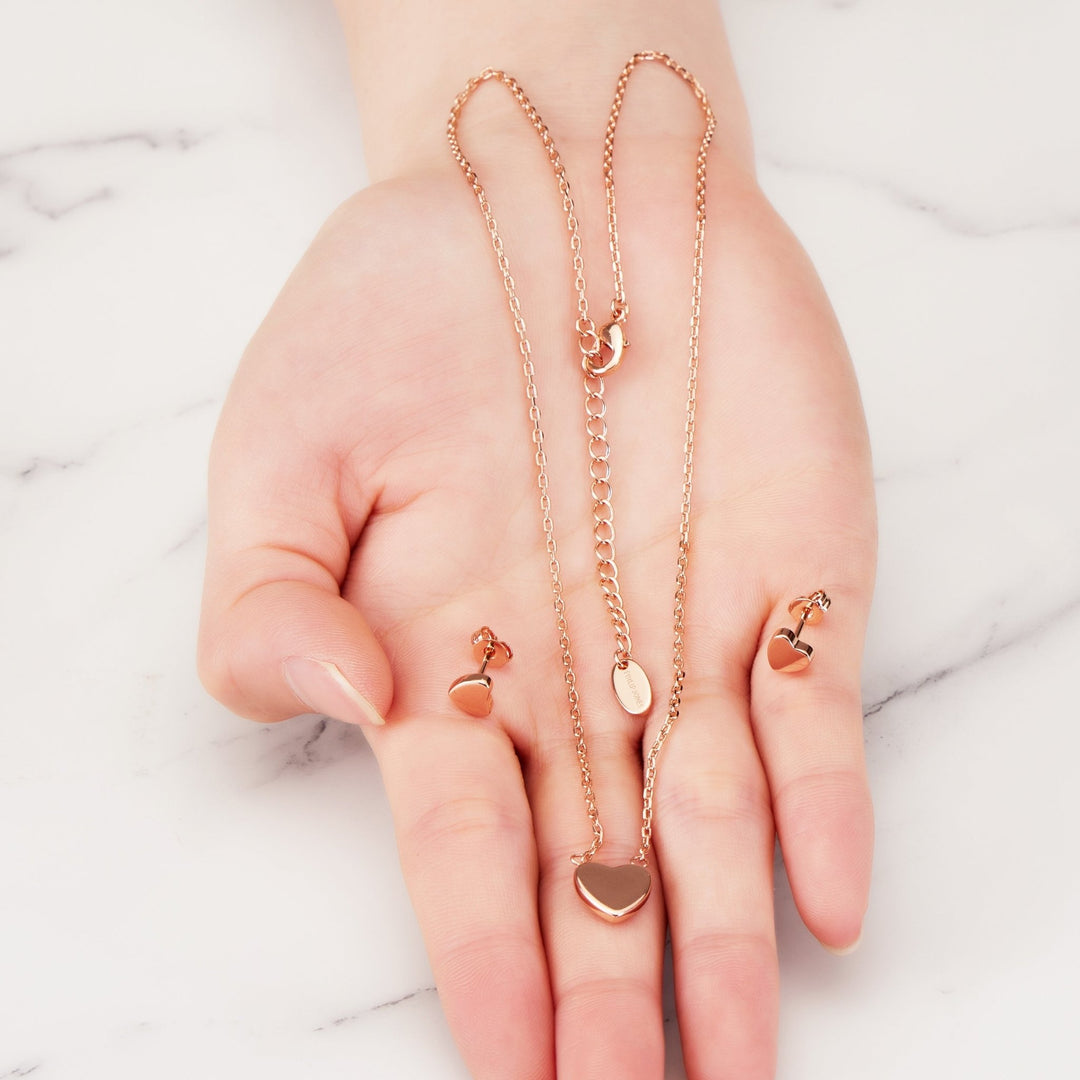 Rose Gold Plated Heart Set - Philip Jones Jewellery
