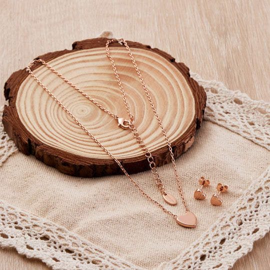 Rose Gold Plated Heart Set - Philip Jones Jewellery