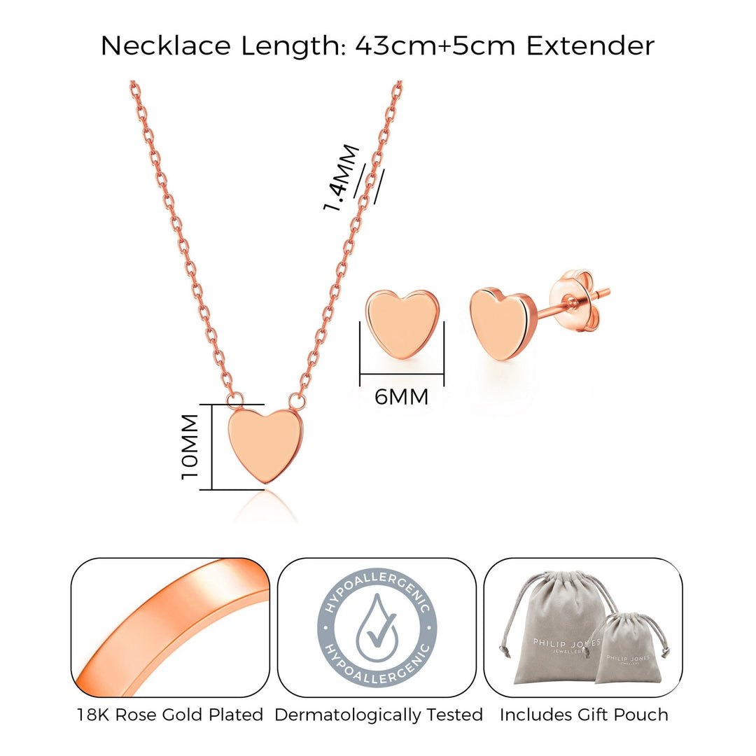 Rose Gold Plated Heart Set - Philip Jones Jewellery