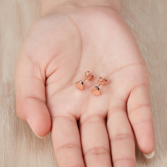 Rose Gold Plated Heart Stud Earrings - Philip Jones Jewellery