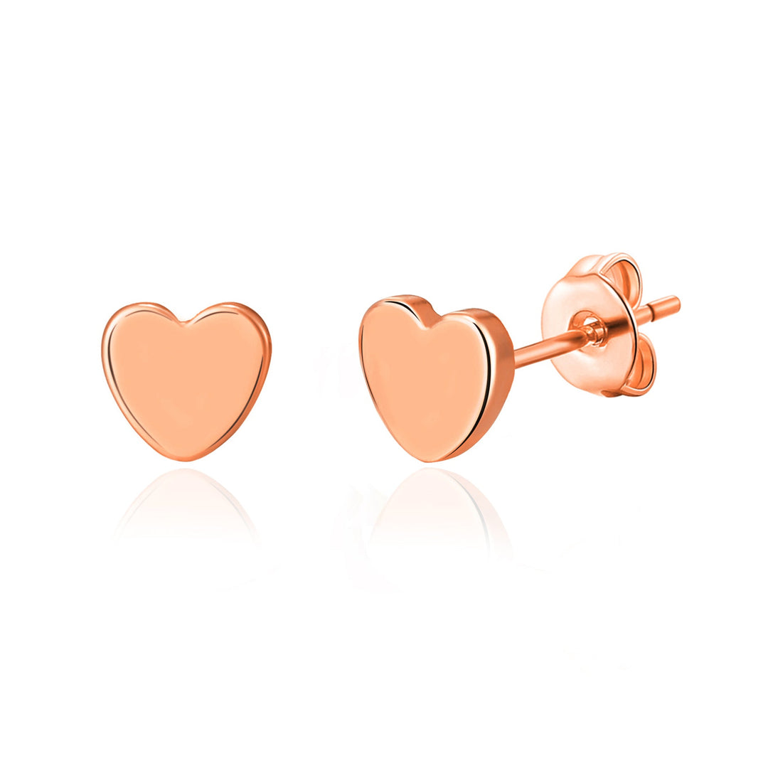 Rose Gold Plated Heart Stud Earrings - Philip Jones Jewellery