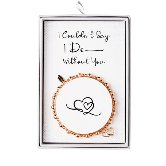 Rose Gold Plated I Couldn't Say i Do Without You Heart Link Stretch Bracelet with Gift Box - Philip Jones Jewellery
