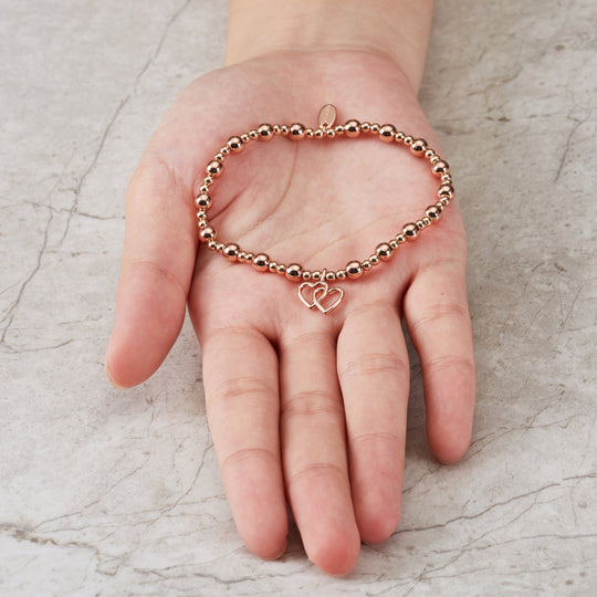 Rose Gold Plated I Couldn't Say i Do Without You Heart Link Stretch Bracelet with Gift Box - Philip Jones Jewellery