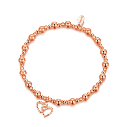 Rose Gold Plated I Couldn't Say i Do Without You Heart Link Stretch Bracelet with Gift Box - Philip Jones Jewellery