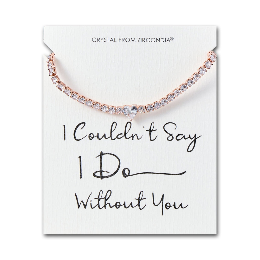 Rose Gold Plated I Couldn't Say I Do Without You Heart Solitaire Bracelet with Zircondia® Crystals - Philip Jones Jewellery