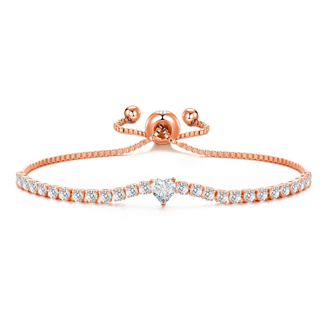 Rose Gold Plated I Couldn't Say I Do Without You Heart Solitaire Bracelet with Zircondia® Crystals - Philip Jones Jewellery