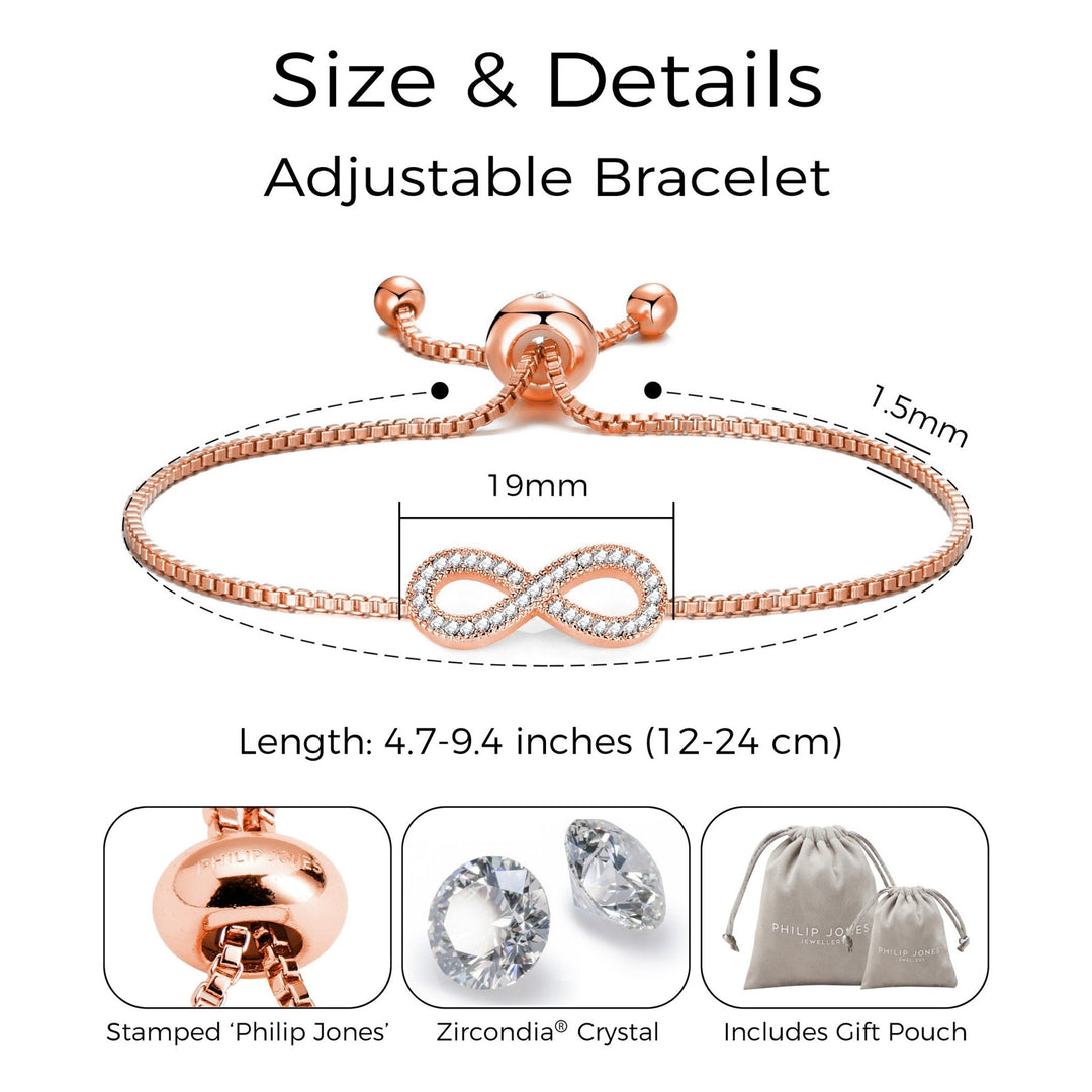 Rose Gold Plated I Couldn't Say I Do Without You Infinity Friendship Bracelet with Zircondia® Crystals - Philip Jones Jewellery