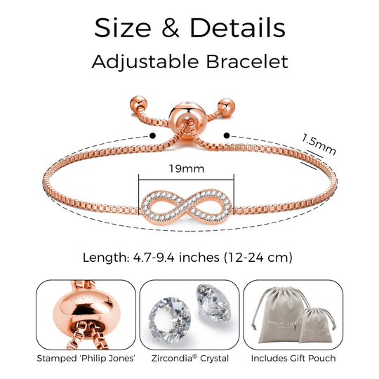 Rose Gold Plated I Couldn't Say I Do Without You Infinity Friendship Bracelet with Zircondia® Crystals - Philip Jones Jewellery