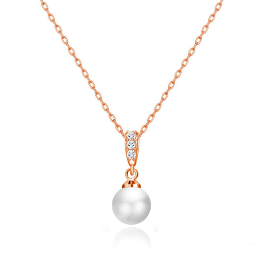 Rose Gold Plated I Couldn't Say I Do Without You Pearl Drop Necklace Created with Zircondia® Crystals - Philip Jones Jewellery