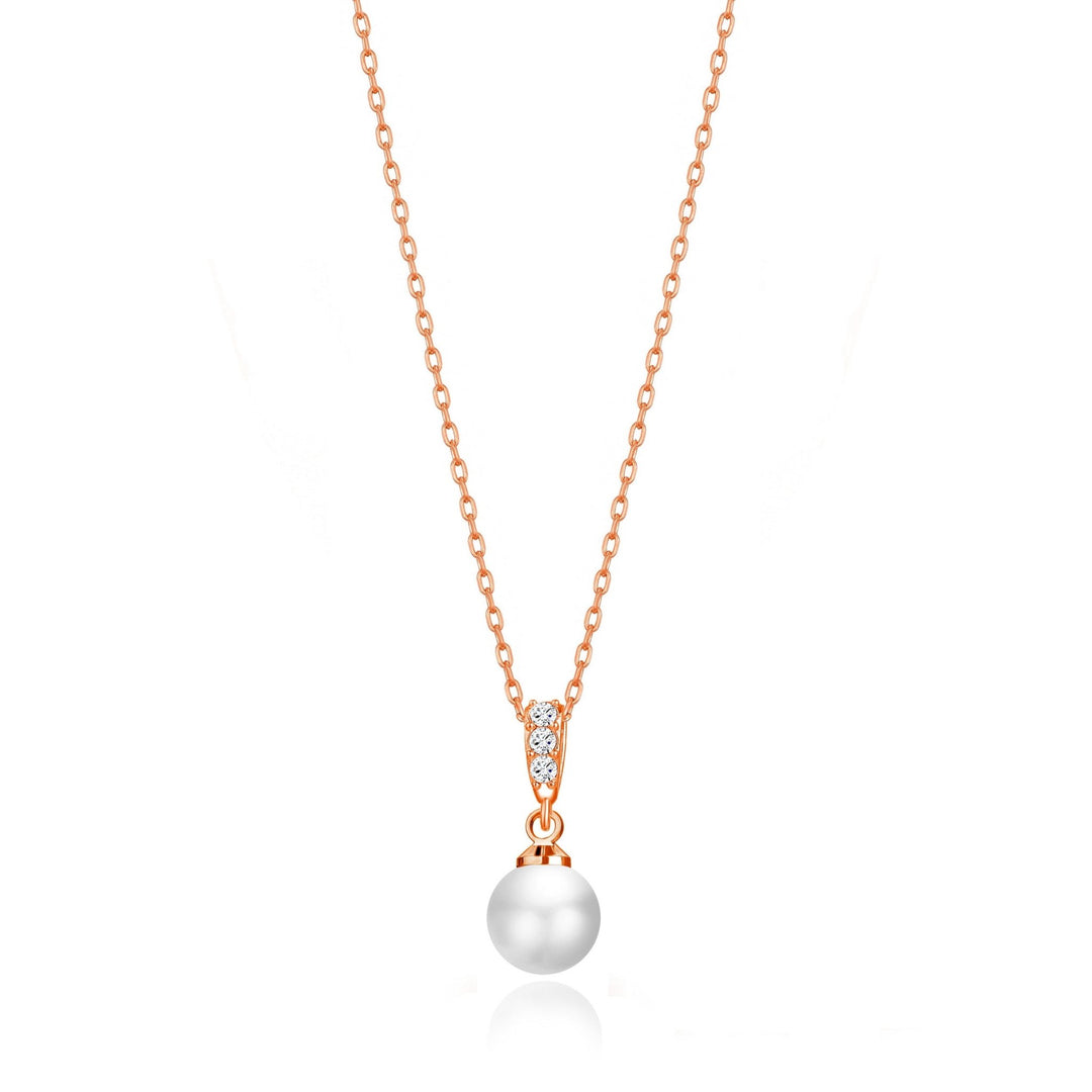 Rose Gold Plated I Couldn't Say I Do Without You Pearl Drop Necklace Created with Zircondia® Crystals - Philip Jones Jewellery