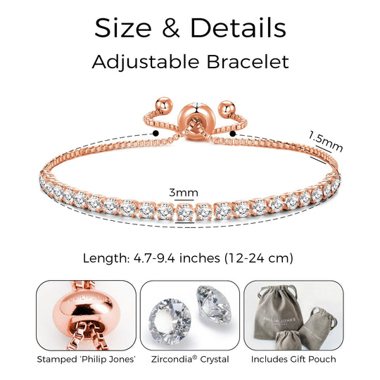 Rose Gold Plated I Couldn't Say I Do Without You Solitaire Friendship Bracelet Created with Zircondia® Crystals - Philip Jones Jewellery