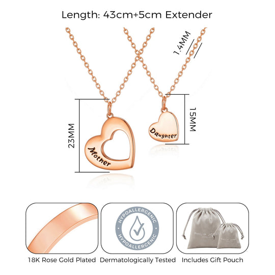 Rose Gold Plated Mother and Daughter Necklace Set with Quote Card - Philip Jones Jewellery